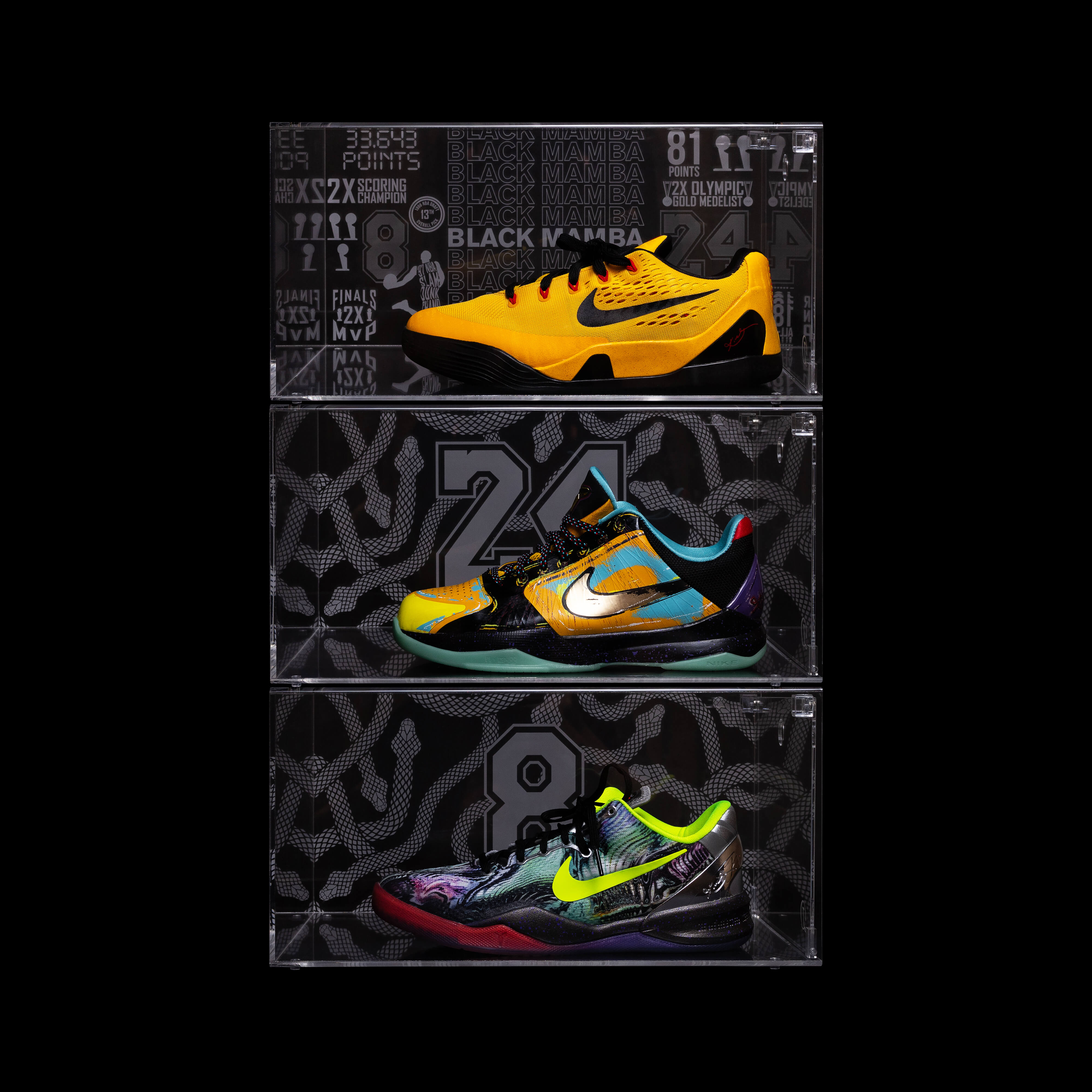 Looksee Designs - Kobe Bryant - Mamba Day 2023 - Premium Acrylic Display Cases - Shoe Organizer - Modern Decor